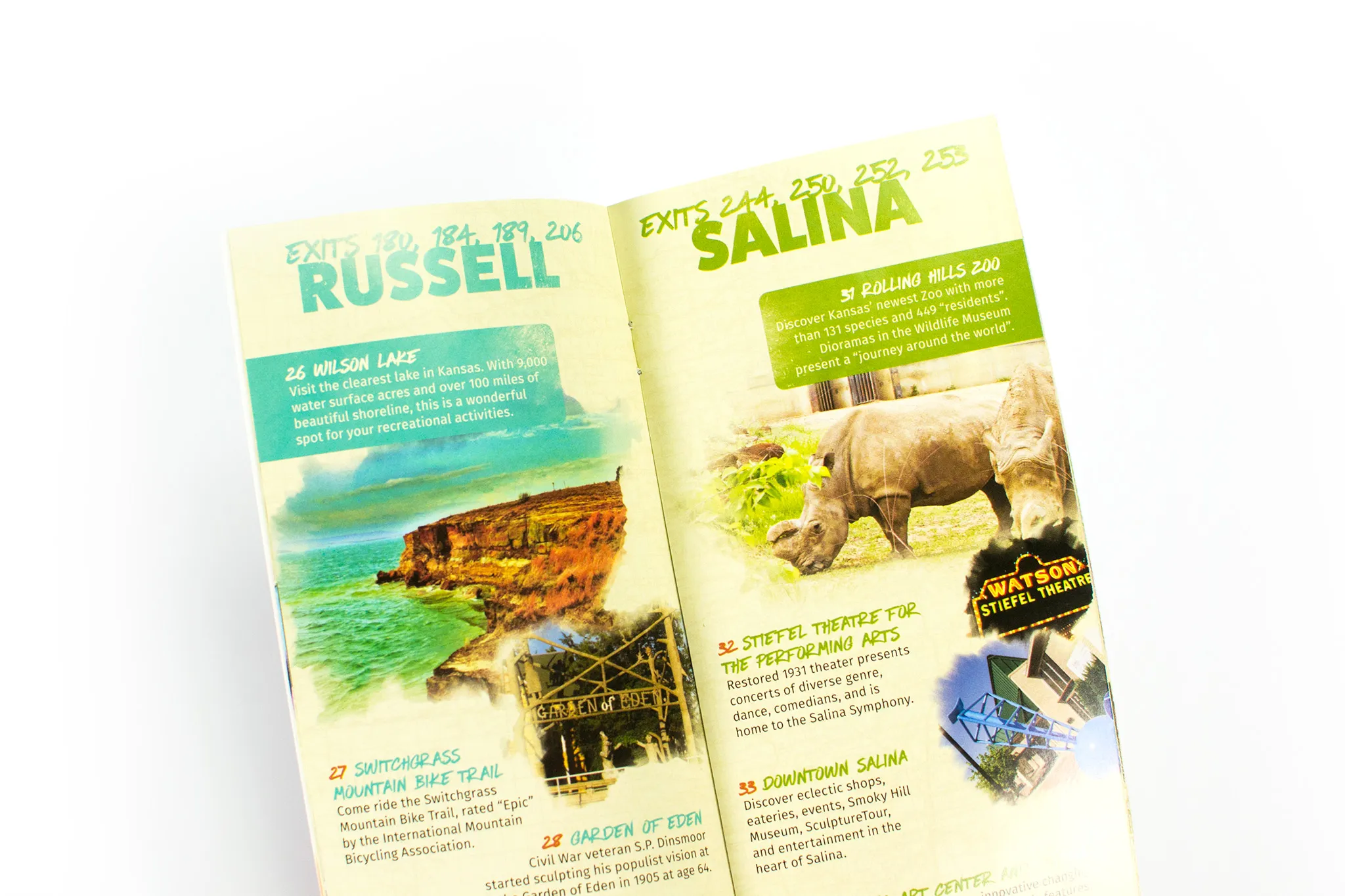 The inside spread of a travel brochure.