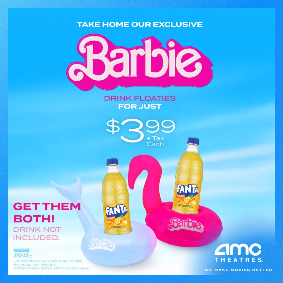 A social media post for Barbie movie concession accessories.