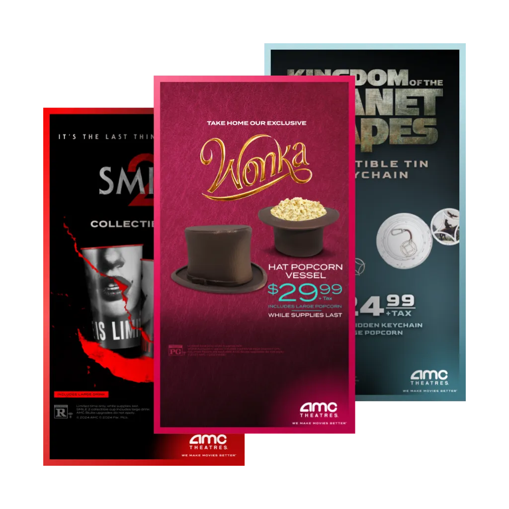 AMC social media posts for concession accessories.