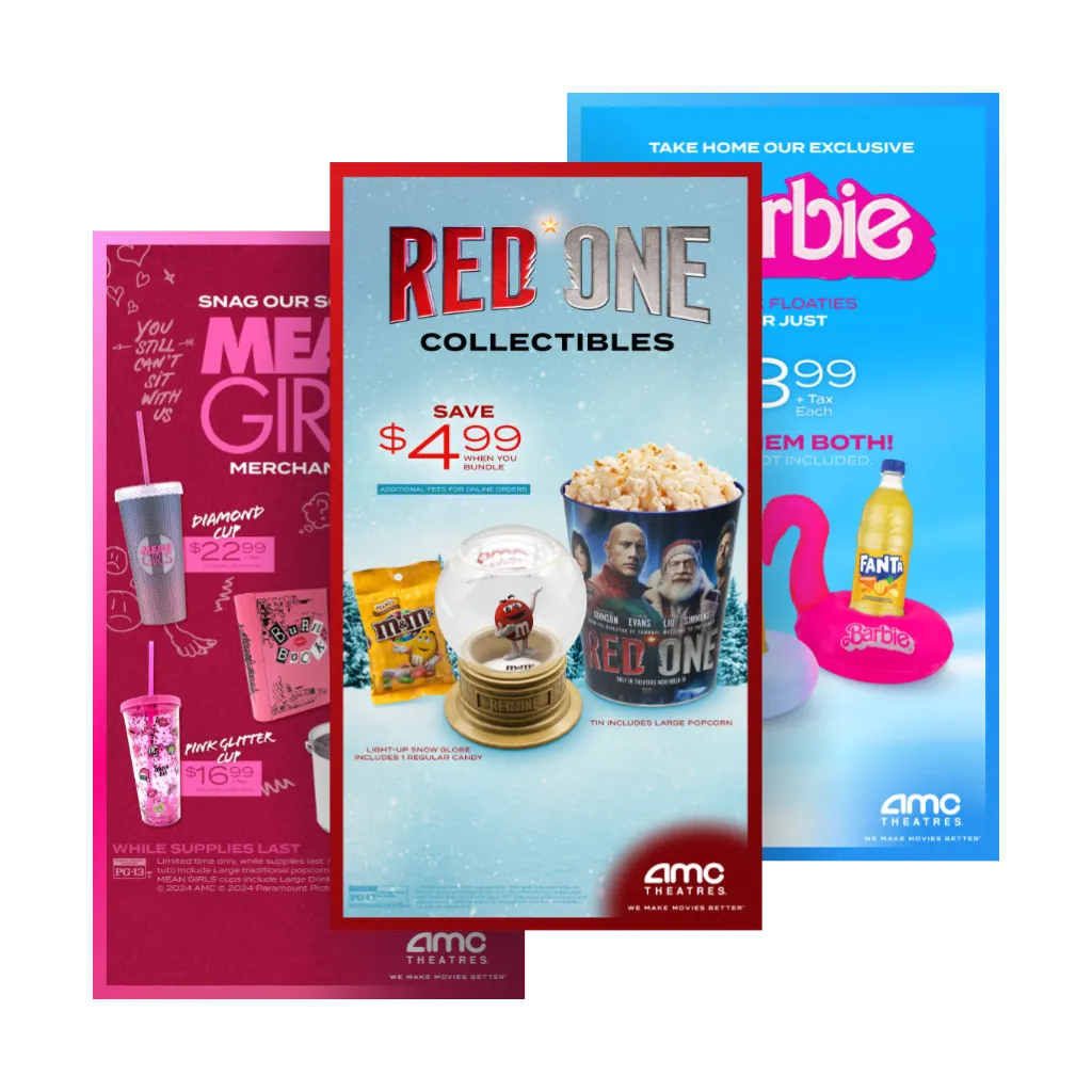 AMC social media posts for concession accessories.