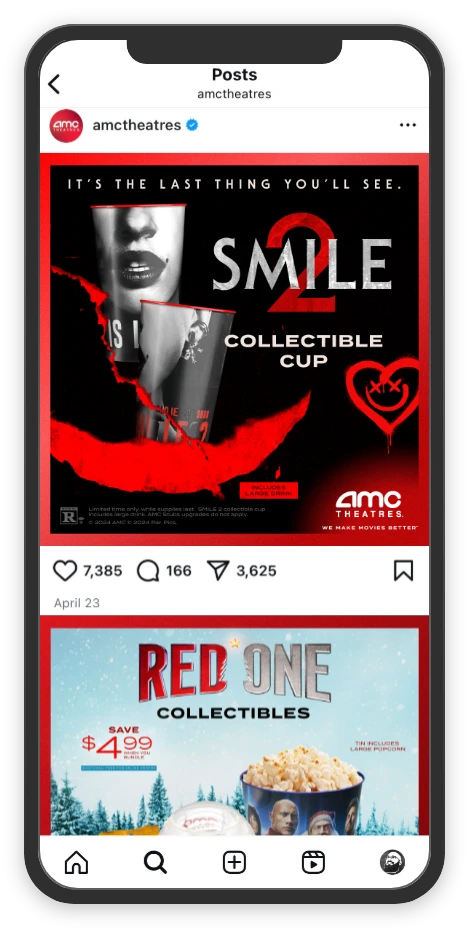 AMC social media posts for concession accessories.